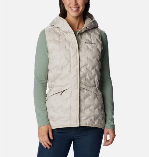 Beige Columbia Delta Ridge Hooded Women's Vest | 14253WJSL