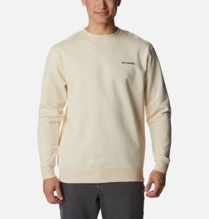 Beige Columbia Hart Mountain II Crew Men's Sweatshirt | 61732DOYI