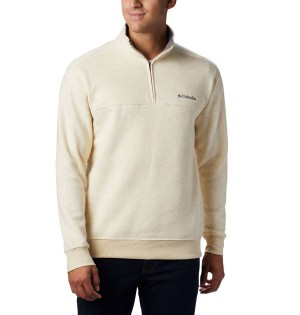 Beige Columbia Hart Mountain II Half Zip Men's Sweatshirt | 95276COKT