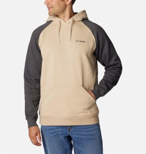 Beige Columbia Hart Mountain II Men's Hoodie | 84590QOEC