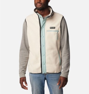 Beige Columbia Helvetia Sherpa Fleece Men's Vest | 94603BDQE