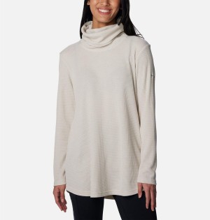 Beige Columbia Holly Hideaway Waffle Cowl Neck Women's Pullover | 83415JKNB