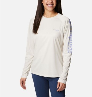 Beige Columbia PFG Tidal II Long Sleeve Women's T-Shirt | 24096ZMHK