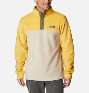 Beige Columbia Steens Mountain Half Snap Fleece Men's Pullover | 52410DVOP