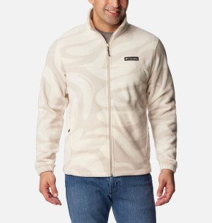 Beige Columbia Steens Mountain Printed Men's Fleece Jacket | 38706SKXB