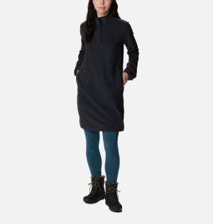 Black Columbia Anytime Fleece Women's Dress | 50841HEAJ