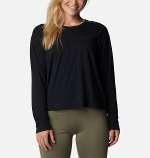 Black Columbia Boundless Trek Long Sleeve Women's T-Shirt | 58473QUCE