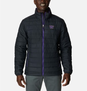 Black Columbia Collegiate Powder Lite - Washington Insulated Men's Puffer Jacket | 53270RLQC