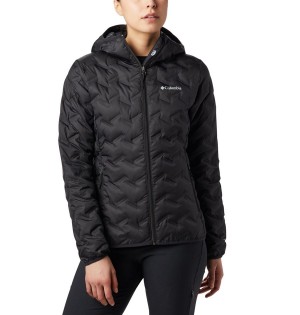 Black Columbia Delta Ridge Hooded Women's Puffer Jacket | 34521BGIO