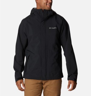 Black Columbia Earth Explorer Shell Men's Rain Jacket | 08453KNUL