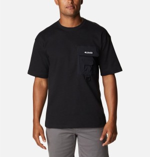 Black Columbia Field Creek Double Knit Short Sleeve Men's T-Shirt | 05741HYZK