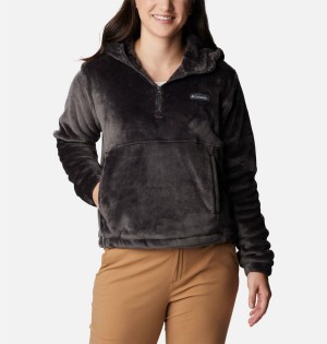 Black Columbia Fire Side Fleece Hoodie Women's Pullover | 42651VJBY