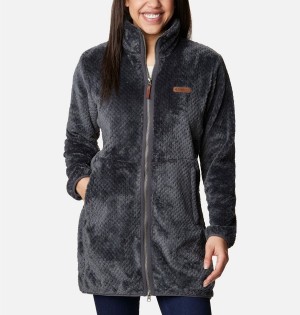 Black Columbia Fireside Long Full Zip Women's Fleece Jacket | 64750PWIX