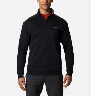 Black Columbia Hart Mountain II Half Zip Men's Sweatshirt | 08712JTOU