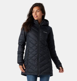 Black Columbia Heavenly Long Hooded Women's Puffer Jacket | 01528DGEZ