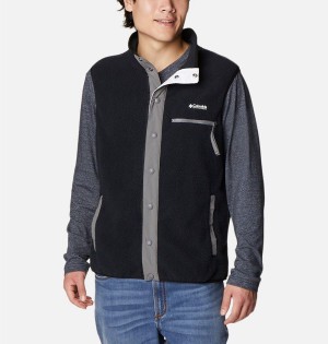 Black Columbia Helvetia Sherpa Fleece Men's Vest | 21753VGBW