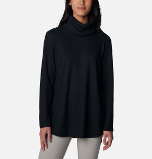 Black Columbia Holly Hideaway Waffle Cowl Neck Women's Pullover | 10748ZMPC