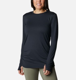 Black Columbia Leslie Falls Long Sleeve Women's T-Shirt | 97621LHWZ