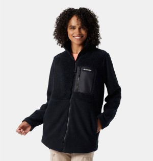 Black Columbia Lodge Sherpa Full Zip Women's Fleece Jacket | 02186MHVC