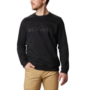 Black Columbia Logo Fleece Crew Men's Pullover | 46523TYBI