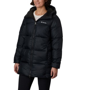 Black Columbia Mid Hooded Women's Puffer Jacket | 01426PFSA