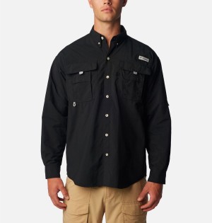 Black Columbia PFG Bahama II Long Sleeve Men's Shirt | 03478UGLE