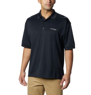 Black Columbia PFG Perfect Cast Men's Polo Shirt | 09713ZSKF