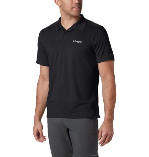 Black Columbia PFG Skiff Cast Men's Polo Shirt | 28354EDVQ