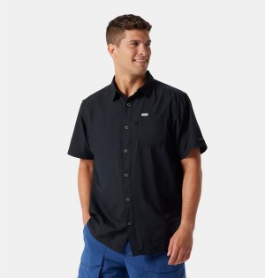 Black Columbia PFG Slack Tide Camp Men's Shirt | 83294EANC