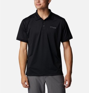 Black Columbia PFG Tamiami Men's Polo Shirt | 47081WFGN