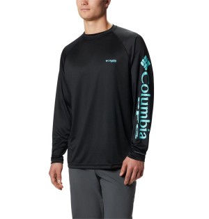 Black Columbia PFG Terminal Tackle Long Sleeve Men's T-Shirt | 08967XGCN