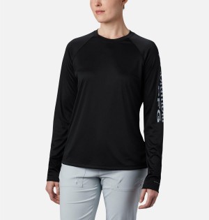 Black Columbia PFG Tidal II Long Sleeve Women's T-Shirt | 17920PFZB