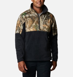 Black Columbia PHG Fleece Overlay 1/4 Zip Men's Pullover | 80513BDPH