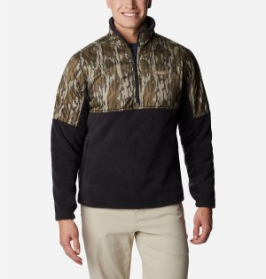 Black Columbia PHG Fleece Overlay 1/4 Zip Men's Pullover | 18953TBFO