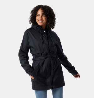 Black Columbia Pardon My Trench Women's Rain Jacket | 10286VNGI