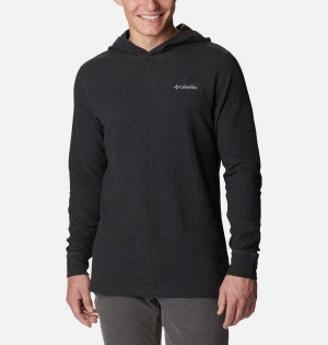 Black Columbia Pine Peak Waffle Men's Hoodie | 52706ITOP