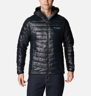 Black Columbia Platinum Peak Hooded Insulated Men's Puffer Jacket | 01368WPIO