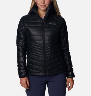 Black Columbia Platinum Peak Hooded Women's Puffer Jacket | 16039TXGN