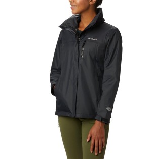 Black Columbia Pouration Women's Rain Jacket | 81760LFPO