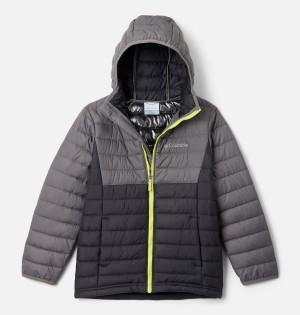 Black Columbia Powder Lite Hooded Kids' Jacket | 03572DMHS