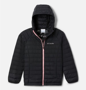 Black Columbia Powder Lite Hooded Kids' Jacket | 47052TSBP