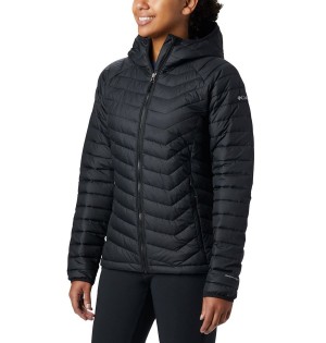 Black Columbia Powder Lite Hooded Women's Puffer Jacket | 65183VDZO