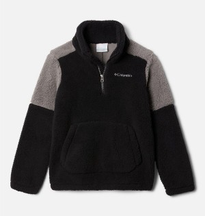 Black Columbia Rugged Ridge III Half Zip Sherpa Pullover Kids' Fleece | 81436ZATL