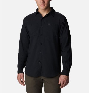 Black Columbia Silver Ridge Utility Lite Long Sleeve Men's Shirt | 64512BOMN