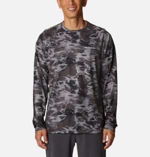 Black Columbia Summerdry Printed Long Sleeve Men's T-Shirt | 68951DBHT