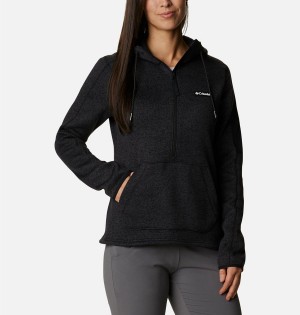 Black Columbia Sweater Weather Fleece Pullover Women's Hoodie | 43821RHUF