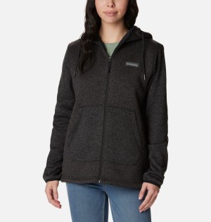 Black Columbia Sweater Weather Sherpa Full Zip Hooded Women's Fleece Jacket | 14275TOZU