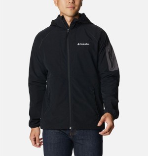 Black Columbia Tall Heights Hooded Men's Softshell Jackets | 34527IKNS