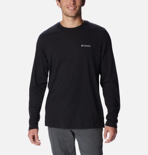 Black Columbia Thistletown Hills Long Sleeve Crew Men's T-Shirt | 38106TGED