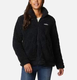 Black Columbia Winter Pass Sherpa Full Zip Women's Fleece Jacket | 60195QWOD